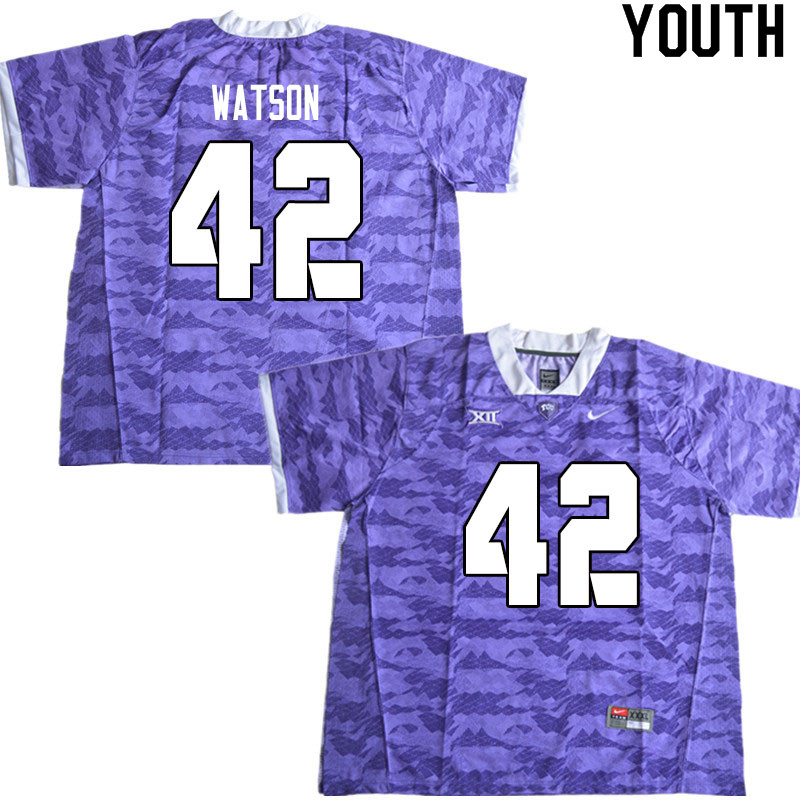 Youth #42 Carvin Watson TCU Horned Frogs College Football Jerseys Sale-Limited Purple